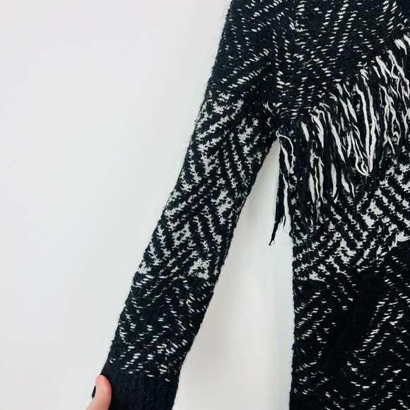 The Kooples Black and White Patterned Wool and Mohair Tasselled Cardigan UK M - Picture 9 of 12